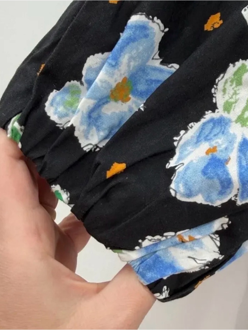 MELLODAY Black Midi Dress with Blue Floral Print - Picture 6 of 7